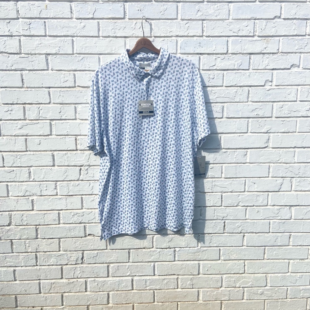 PGA Tour Light Blue Geometric Button Down Shirt